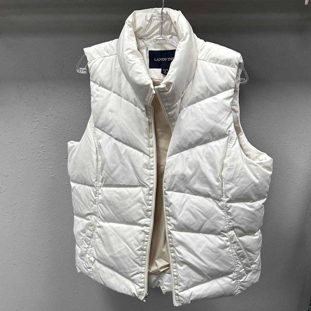 Lands' End Women's Quilted White Vest